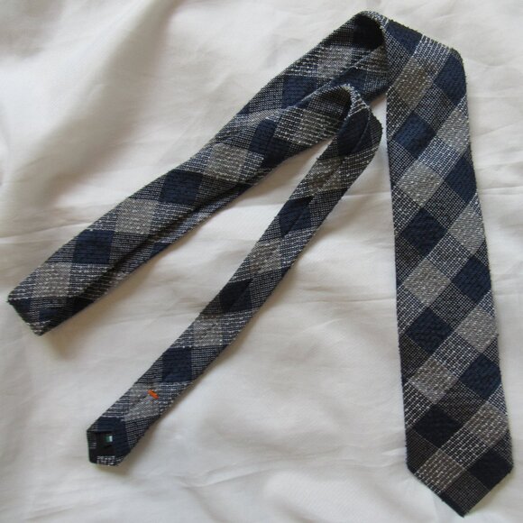 SERICA 100% Silk Tie Geometric Grey\Navy Made In Italy - Picture 1 of 5